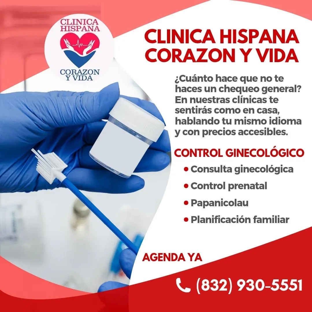 Promoción de control ginecológico y prenatal en Clínica Hispana Corazón y Vida, Pasadena TX