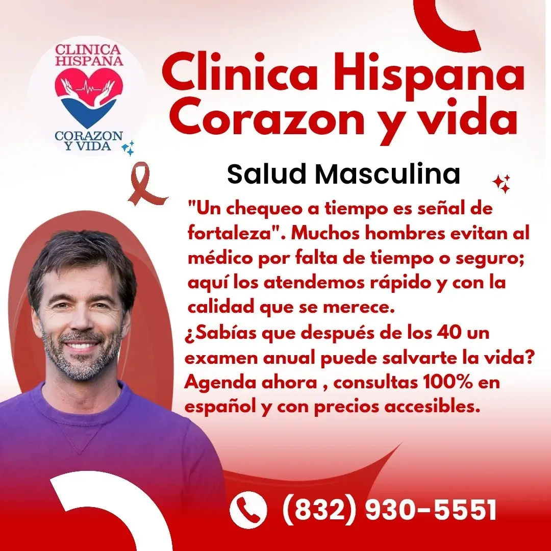 Promoción de salud masculina en Clínica Hispana Corazón y Vida, Pasadena TX